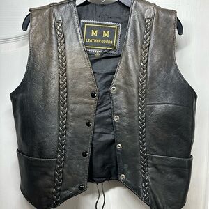M&M'S Women’s Dark Brown Leather Motorcycle Vest Medium